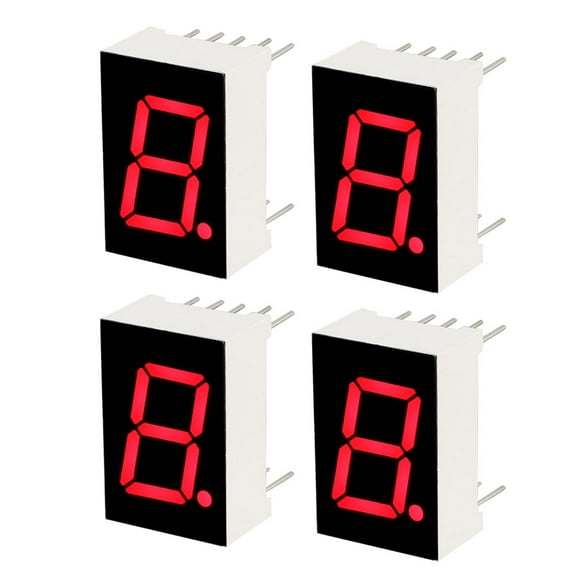 Common Cathode 10 Pin 1 Bit 0.75 x 0.5 x 0.31 inch 0.5" Red Display 4Pcs