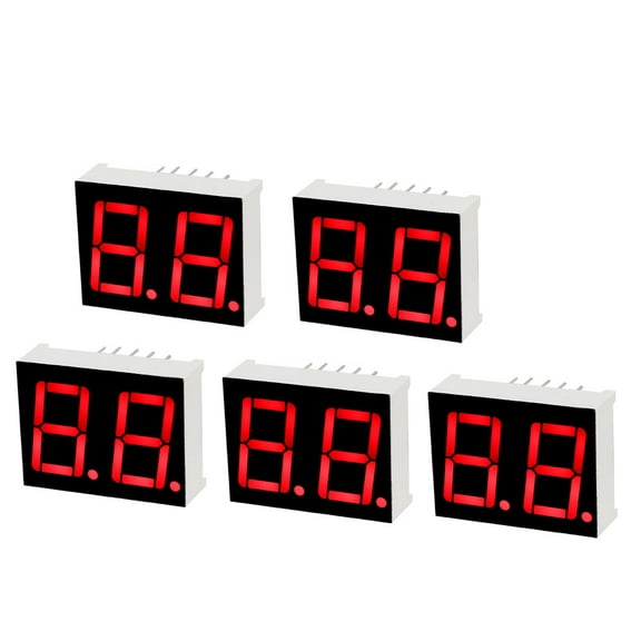 Common Cathode 10 Pin 2 Bit 0.98 x 0.75 x 0.31 inch 0.55" Red Display 5Pcs