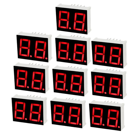 Common Cathode 10 Pin 2 Bit 0.98 x 0.75 x 0.31 inch Red Display 10Pcs