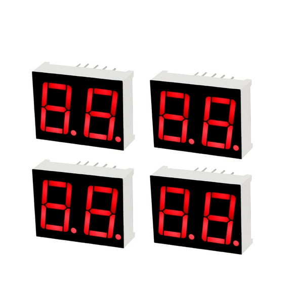 Common Cathode 10 Pin 2 Bit 0.98 x 0.75 x 0.31 inch 0.55" Red Display 4Pcs