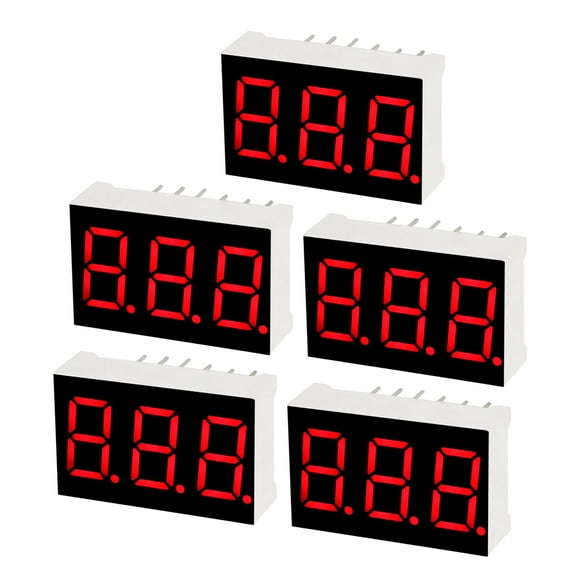 Common Cathode 11 Pin 3 Bit 0.89 x 0.55 x 0.28 inch 0.35" Red Display 5Pcs