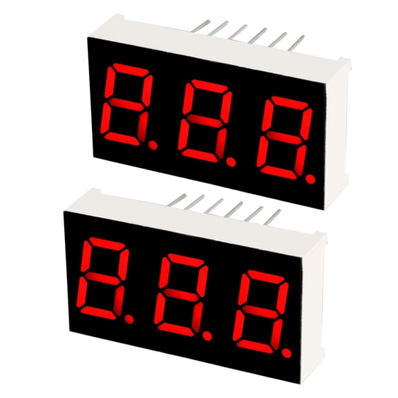 Common Cathode 12 Pin 3 Bit 1.18 x 0.63 x 0.28 inch 0.4" Red Display 2Pcs