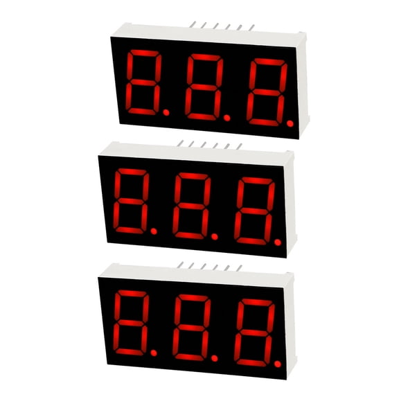 Common Cathode 12 Pin 3 Bit 1.48 x 0.75 x 0.31 Inch 0.55" Red Display 3pcs