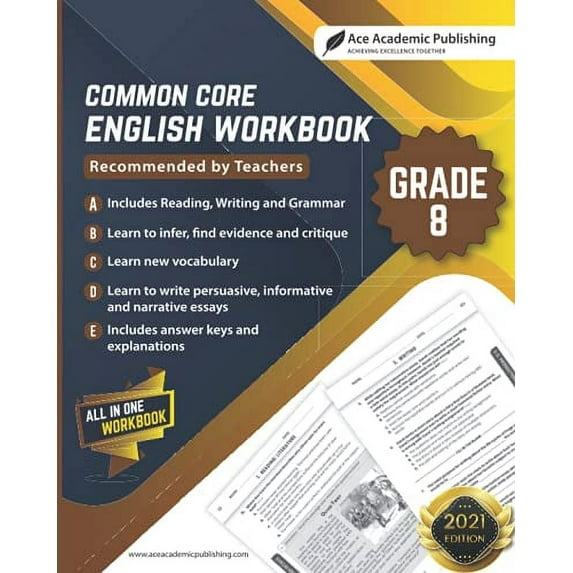 Pre-Owned Common Core English Workbook: Grade 8 English by Ace Academic Publishing Paperback, English