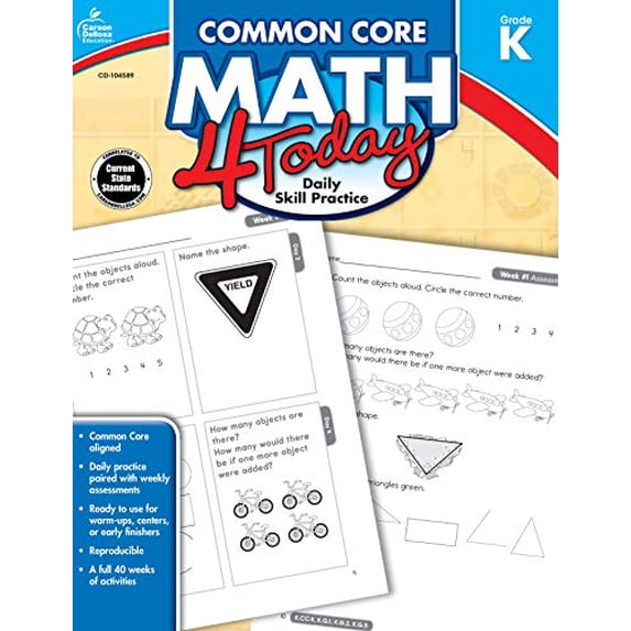 Pre-Owned Common Core Math 4 Today, Grade K: Daily Skill Practice (Common Core 4 Today) Paperback