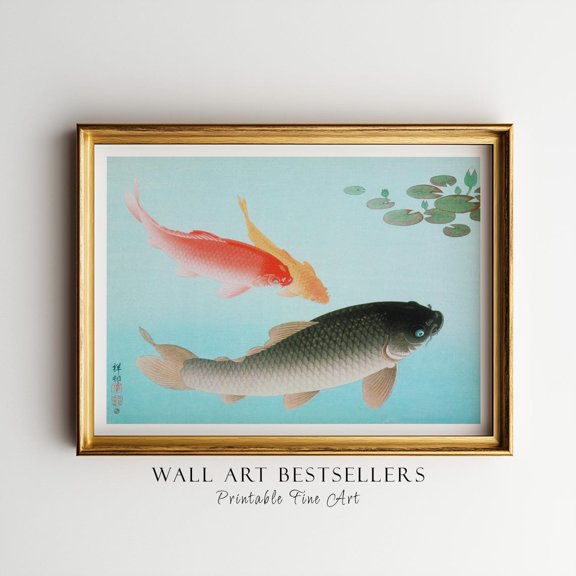 Common Golden Carp Classic Japanese Fish Wall Art Poster