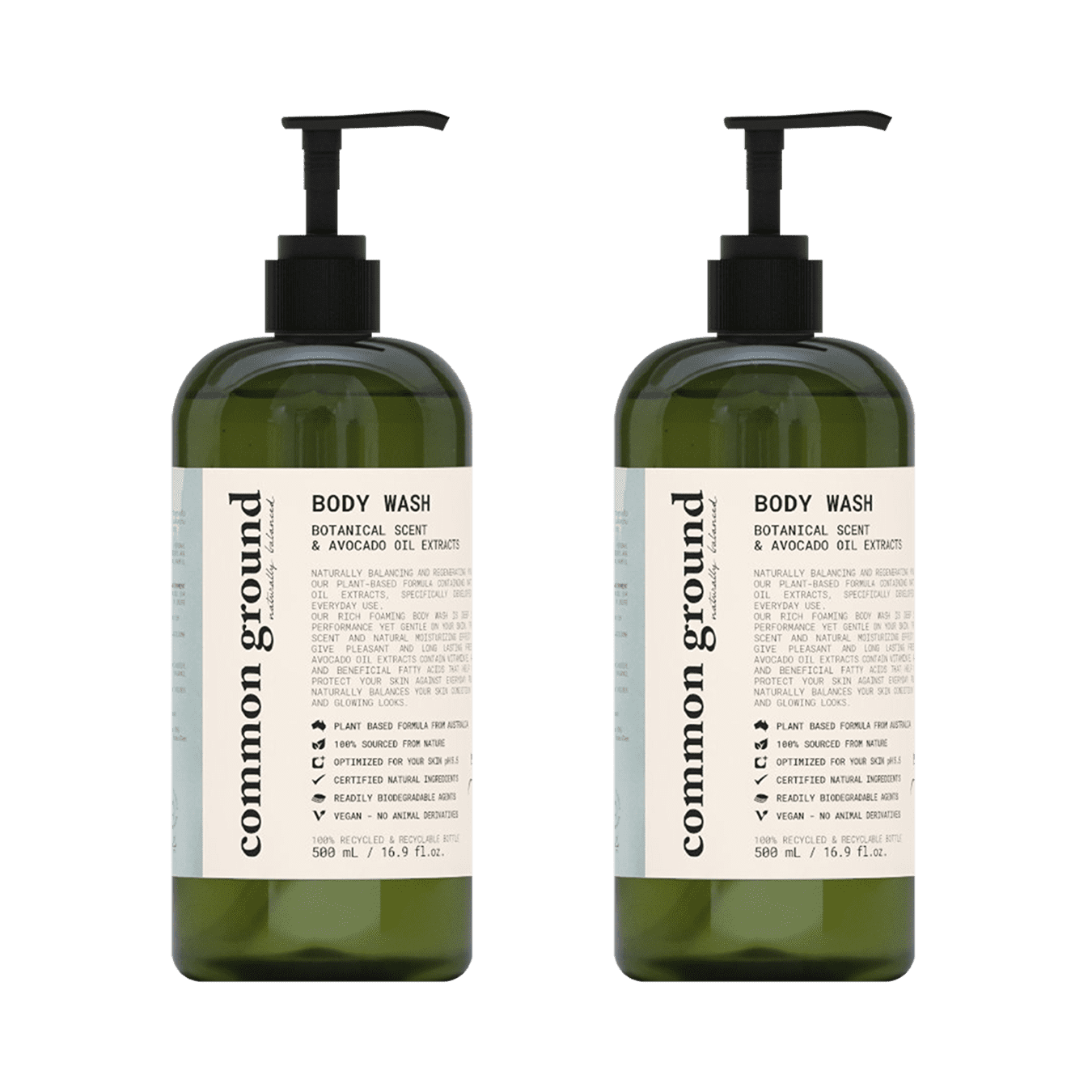 Common Ground Natural Body Wash with Avocado Oil Extracts / 2Pack of