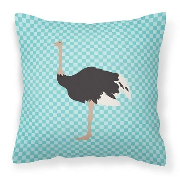 Common Ostrich Blue Check Fabric Decorative Pillow - 14 x 14 in.