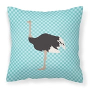 Common Ostrich Blue Check Fabric Decorative Pillow
