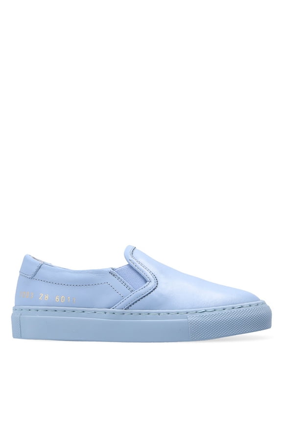 Kids Blue Leather Slip On Sneakers, Brand Size 28 (11 Child)