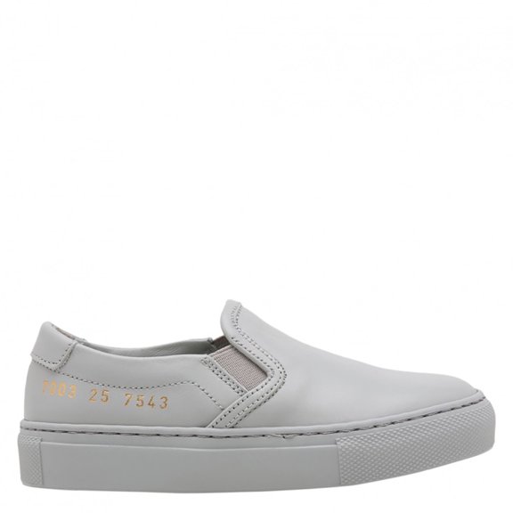 Common Projects Kids Grey Leather Slip On Sneakers, Brand Size 25 (9 Toddler)