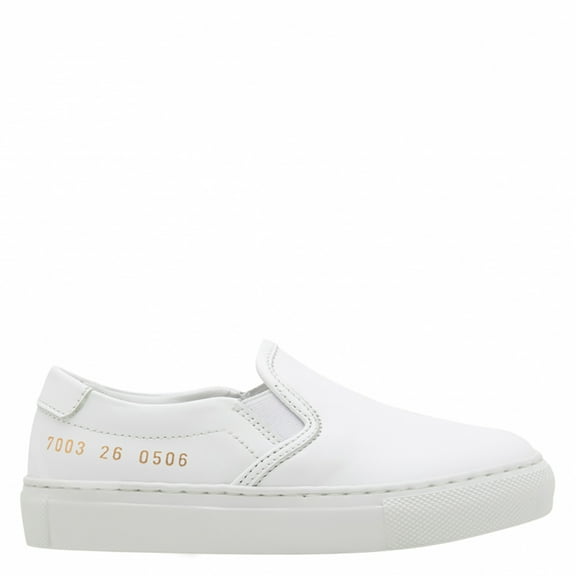Common Projects Kids White Leather Slip On Sneakers, Brand Size 27 (10.5 Little Kids)