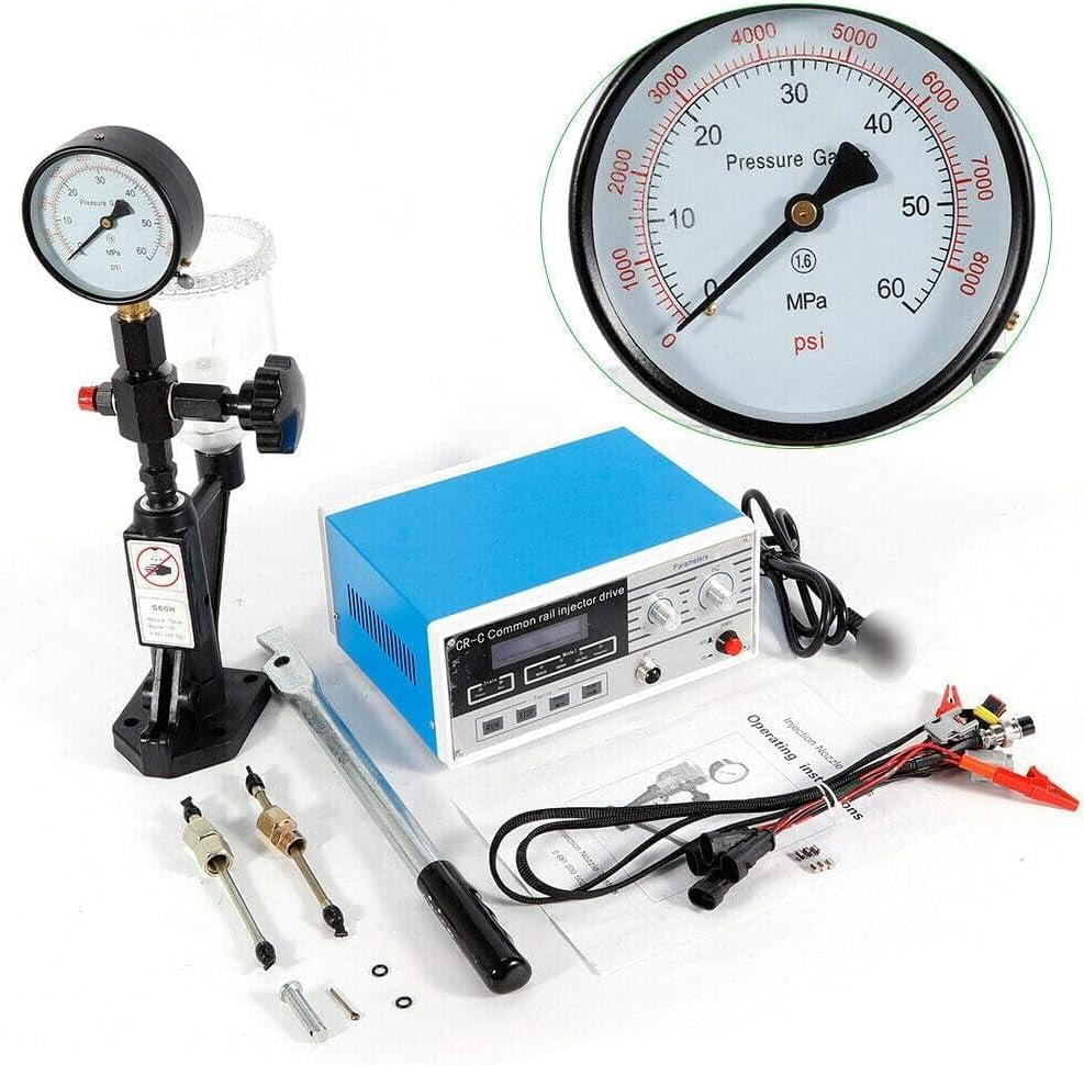 Diesel Injector Pop Pressure Tester Dual Read Bar/PSI Gauge S60H W/Filter Nozzle - Foto 3