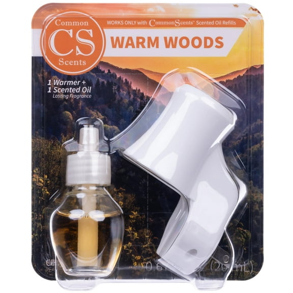 Common Scents Plug In Warmer w/Warm Woods Scented Oil 0.67oz