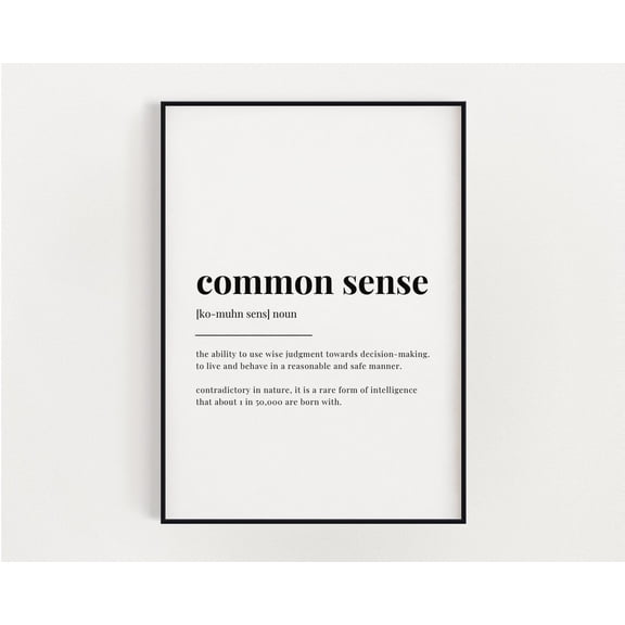 Common Sense Definition Print, Wall Art Print, Common Sense Print, Definition Print, Quote Print Home Decor #3132, Unframed Poster Size 8x12