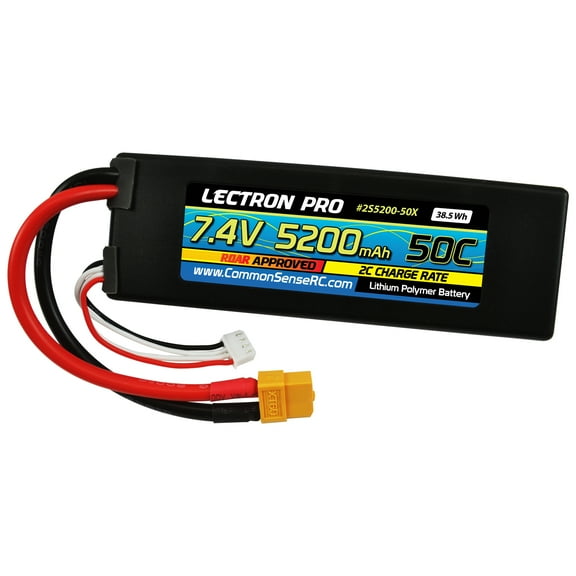 Common Sense RC 2S5200-50X Lectron Pro 7.4v 5200mah 50c LiPo Battery Xt60/TRA Co