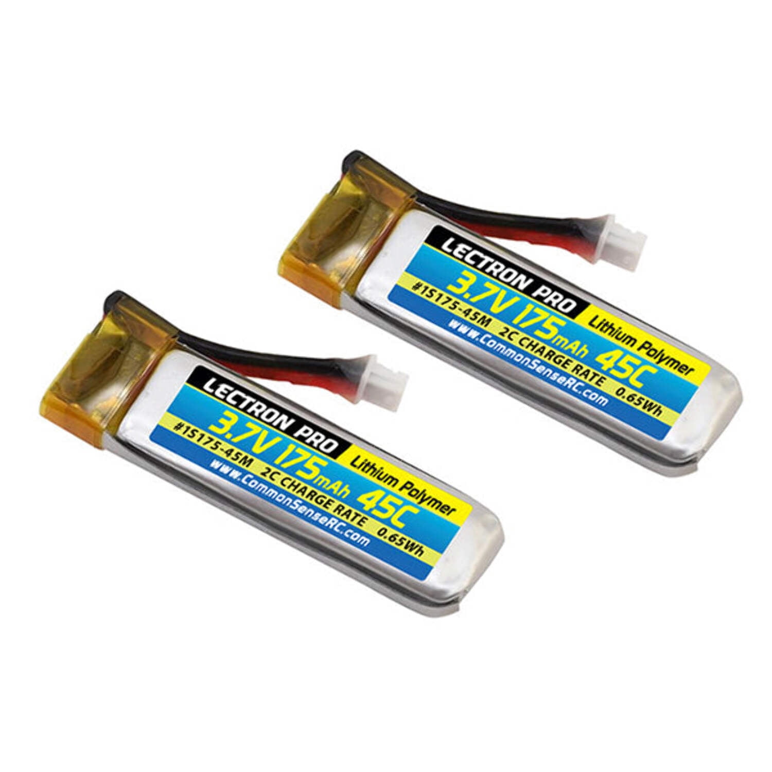Common Sense RC Lectron Pro 3.7V 175mAh 45C Lipo Battery 2-Pack for ...