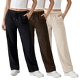thumbnail image 1 of Common Stitch Women's Straight Leg Fleece Sweatpants, 3-Pack, Deep Pockets, Elastic Drawstring Waist, 1 of 7