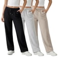 thumbnail image 1 of Common Stitch Women's Straight Leg Fleece Sweatpants, 3-Pack, Deep Pockets, Elastic Drawstring Waist, 1 of 5