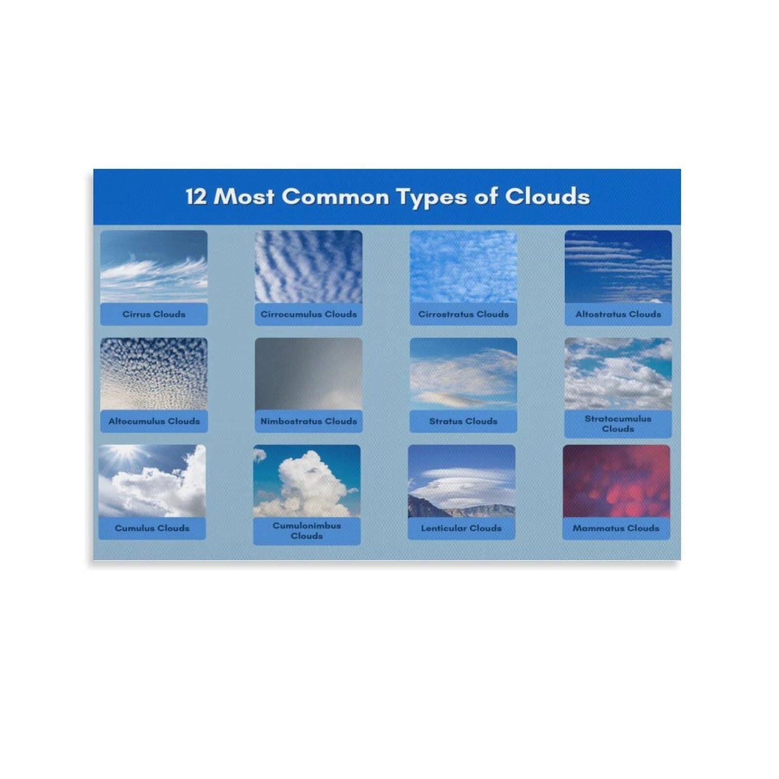 Common Types of Clouds Poster Canvas Painting Wall Art - Walmart.com