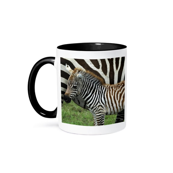 3dRose, Common zebra Kenya Africa 2, 15oz Two-Tone Black Mug