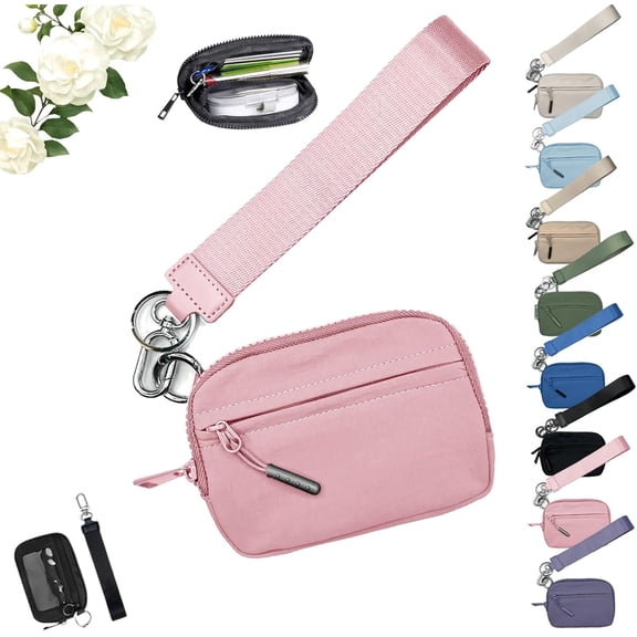 Commonlyto Wallet, Zippered Card Case with Id Window, Waterproof Nylon Material, Suitable For Women's Daily Travel and Shopping