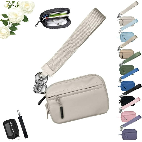 Commonlyto Wallet, Zippered Card Case with Id Window, Waterproof Nylon Material, Suitable For Women's Daily Travel and Shopping