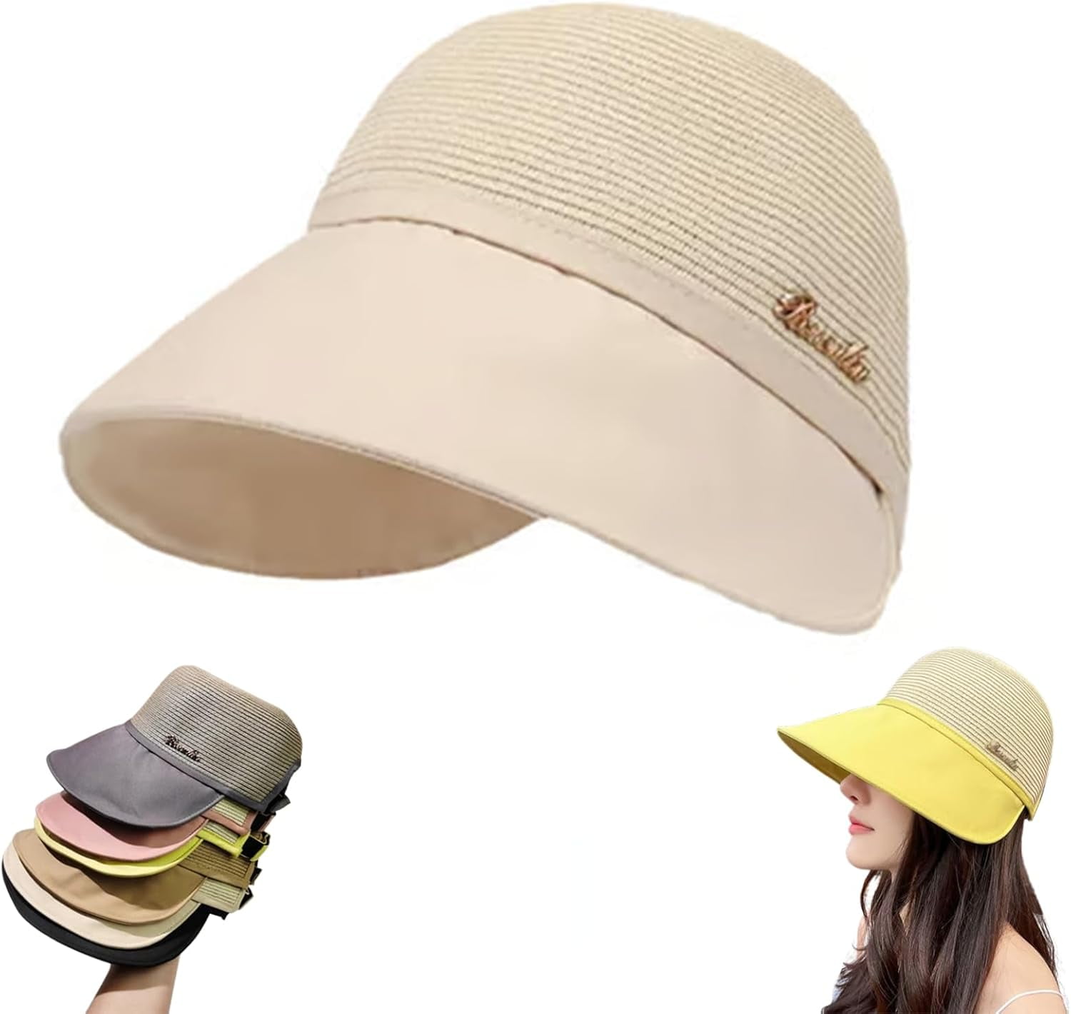 Commonlyto Women's Large Brim Sunscreen Hat, Sunhat Uv Protection Wide ...