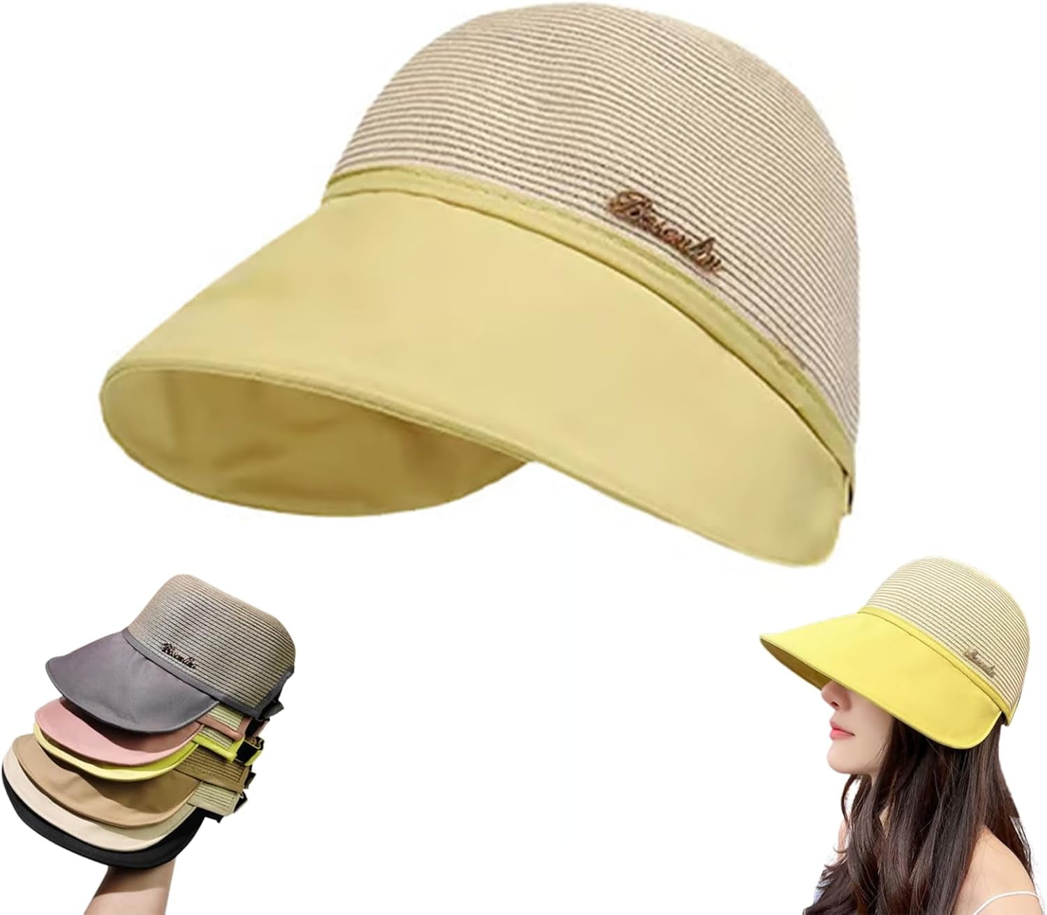 Commonlyto Women's Large Brim Sunscreen Hat, Sunhat Uv Protection Wide ...