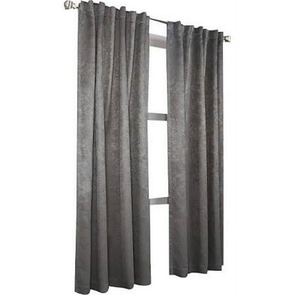 Commonwealth Home Fashions 71144-142-108-402 108 in. Domino Insulated Pebbled Look Window Back Tab Panel Curtain, Charcoal