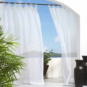 Commonwealth Home Fashions 84" x 54" White Solid Print Outdoor Curtains With Tab Top
