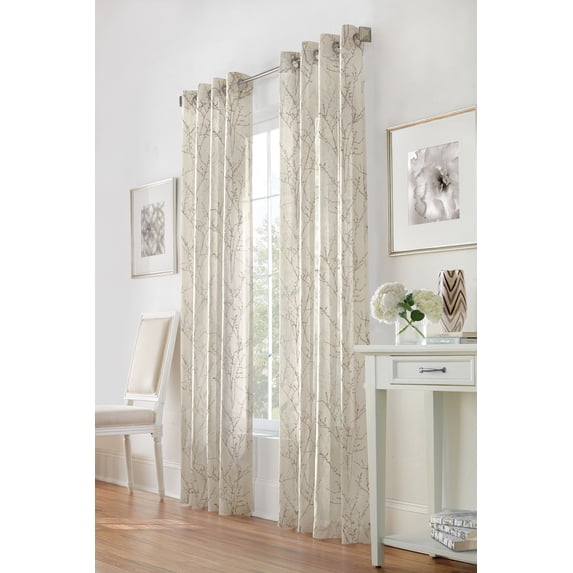 Commonwealth Home Fashions Liberty 1 Piece Floral Sheer Curtain Set
