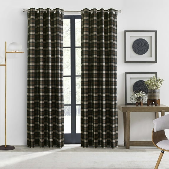 Commonwealth Home Fashions Traditional Plaid Grommet Room Darkening Curtains, 52.00" x 63.00"