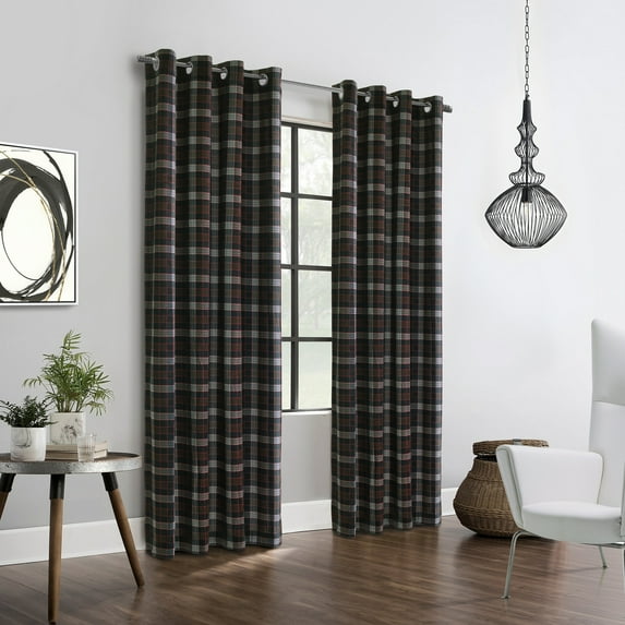 Commonwealth Home Fashions Traditional Plaid Grommet Room Darkening Curtains, 52.00" x 95.00"