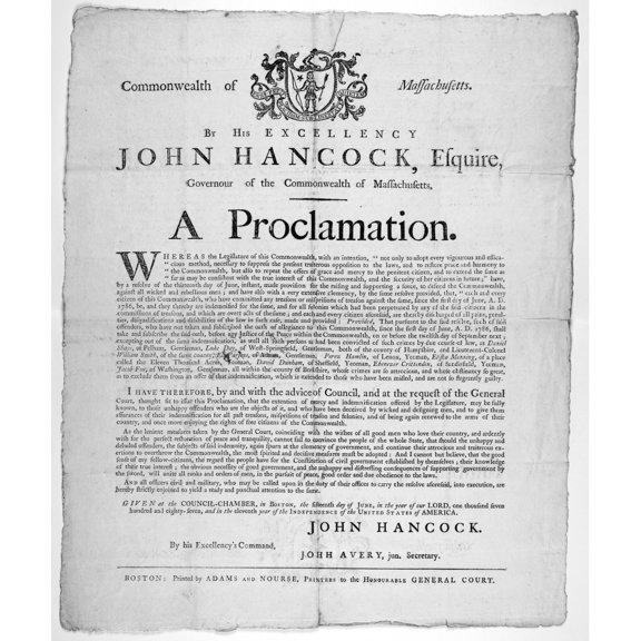 Commonwealth Of Massachusetts. By His Excellency John Hancock History (24 x 18)