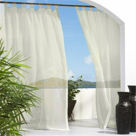 Commonwealth Outdoor Decor Escape Voile Hook and Loop Tab Curtain Panel - 54x84" - Ivory