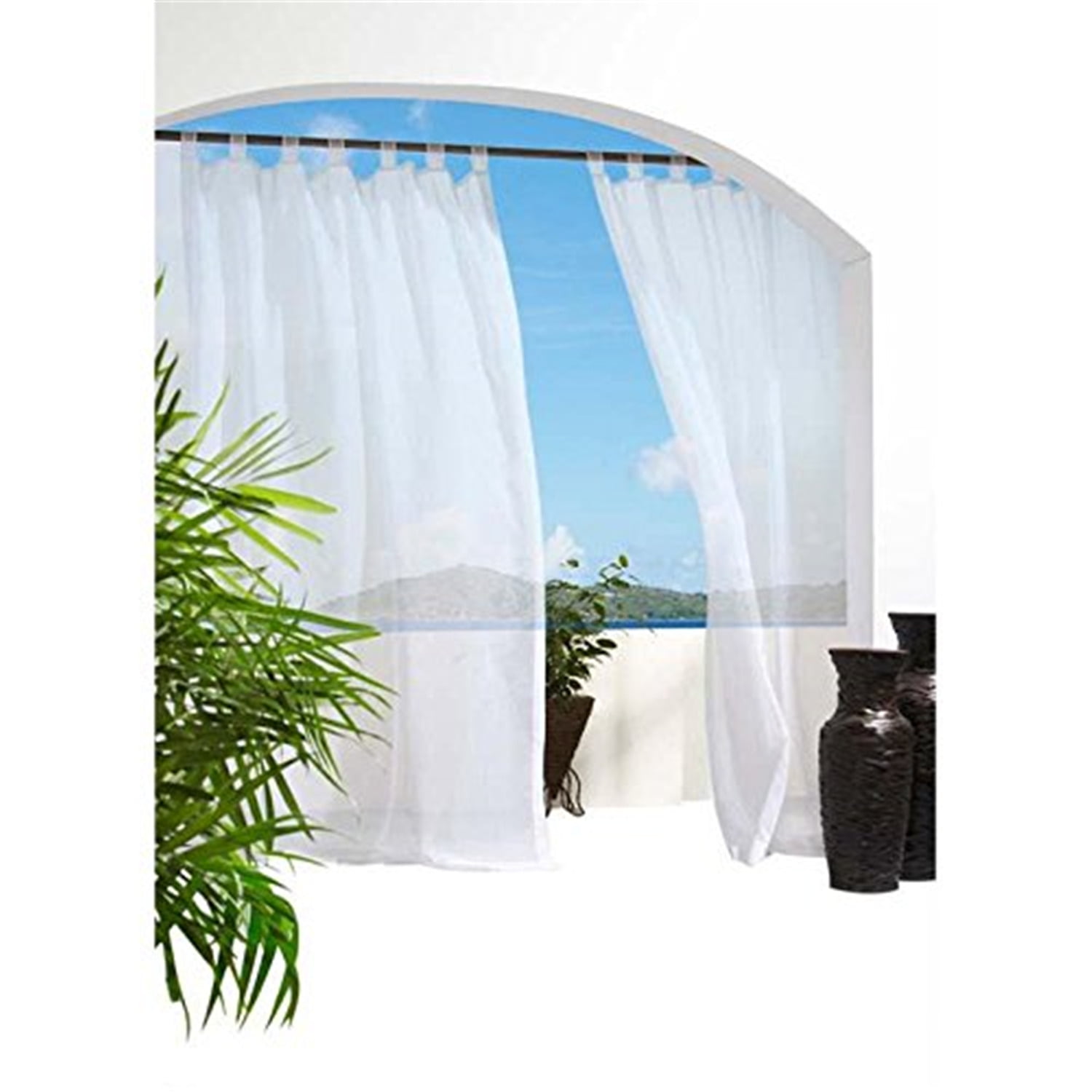 Commonwealth Outdoor Decor Escape Voile Hook and Loop Tab Curtain Panel - 54x84" - White