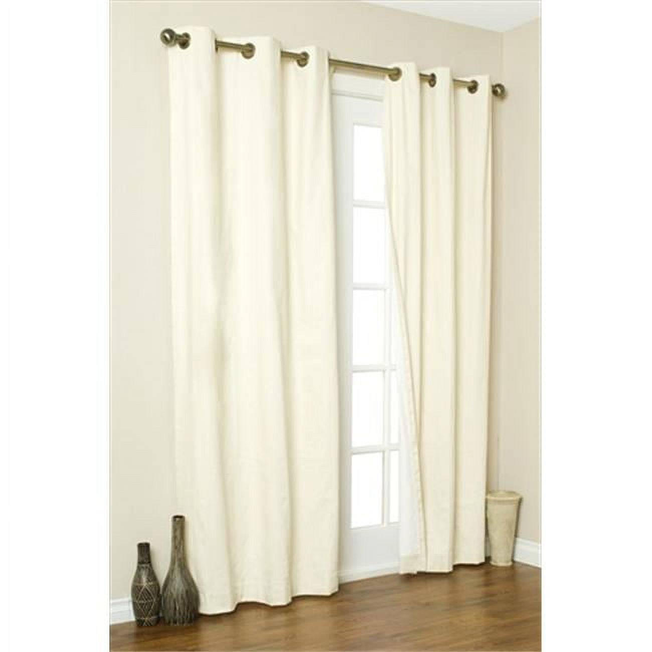 Natural Cotton Insulated Grommet Top Curtain Panels 80x95"