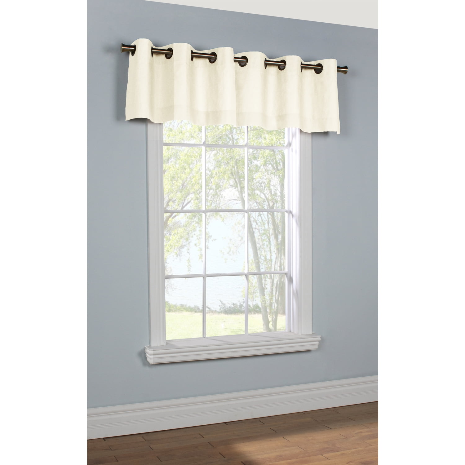 White Cotton Grommet Top Sill Length Valance