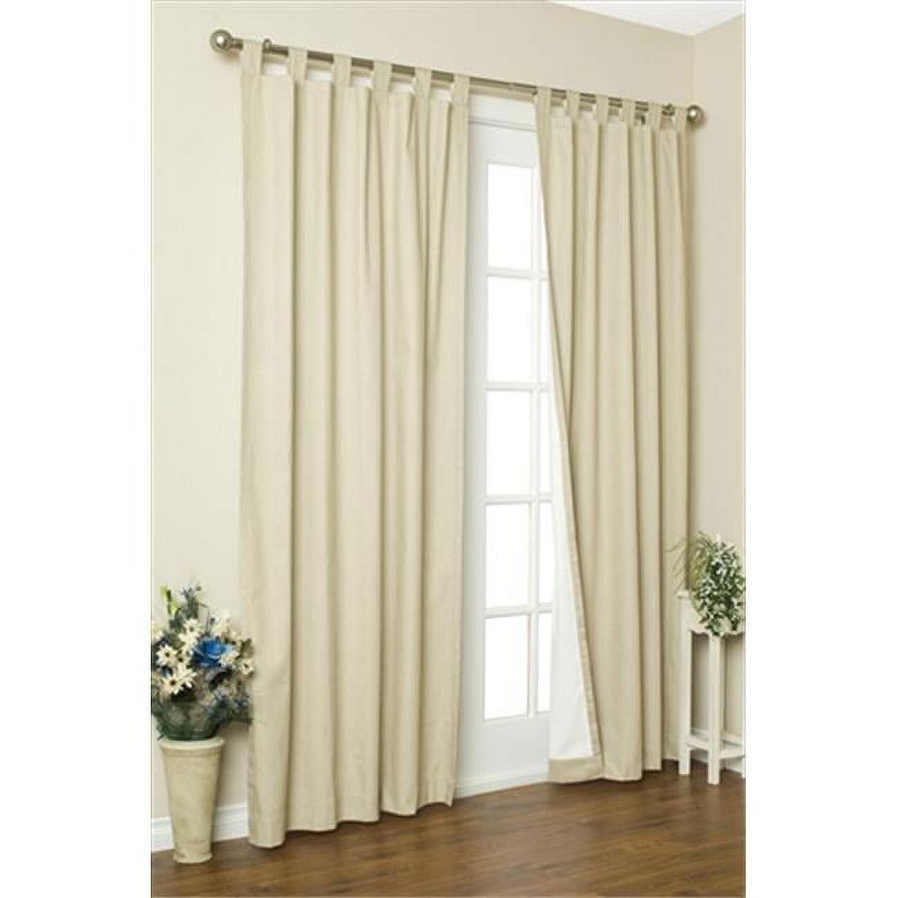 Natural Cotton Tab Top Room-Darkening Curtain Panels Pair