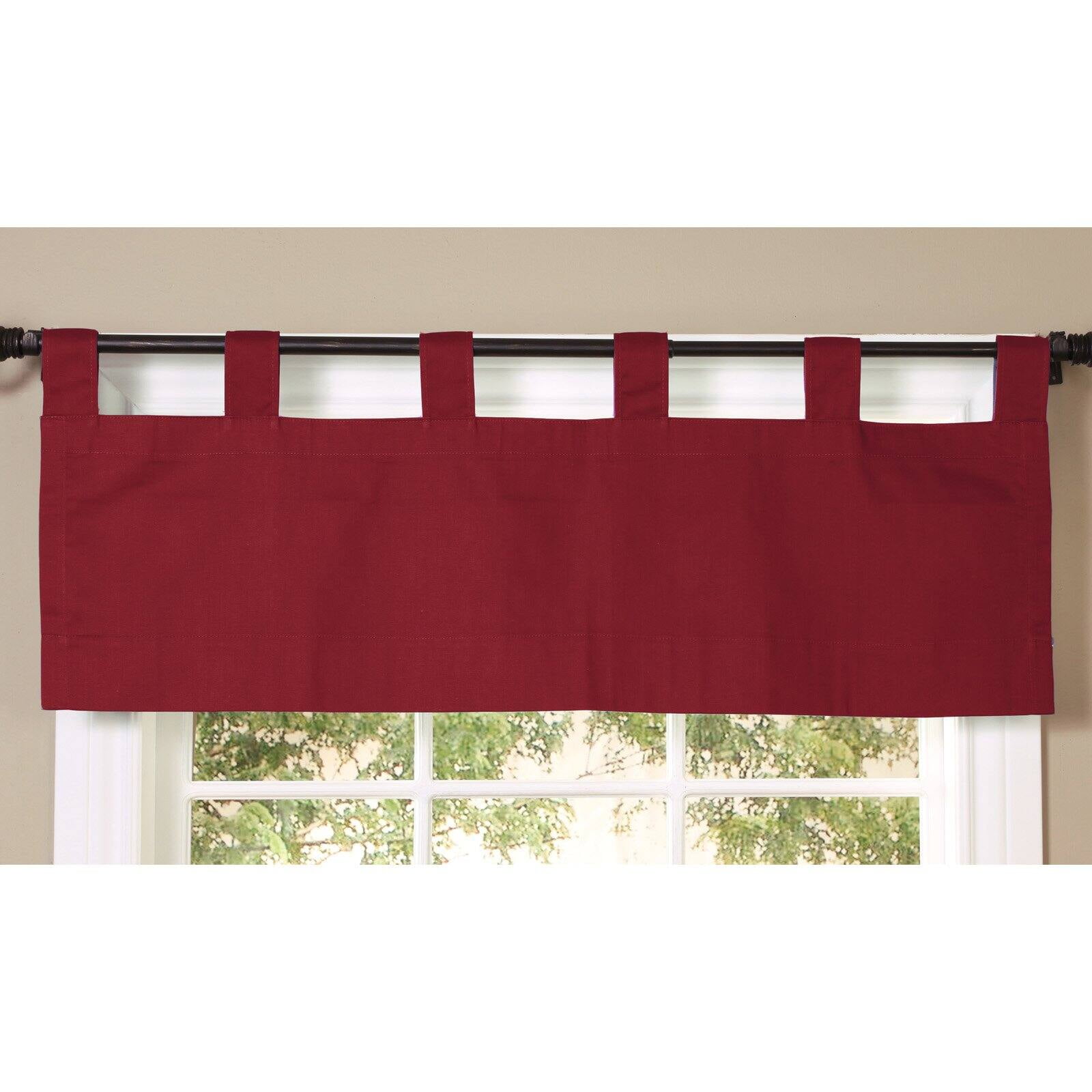Red Cotton Duck Fabric Tab Top Valance - 40" x 15"
