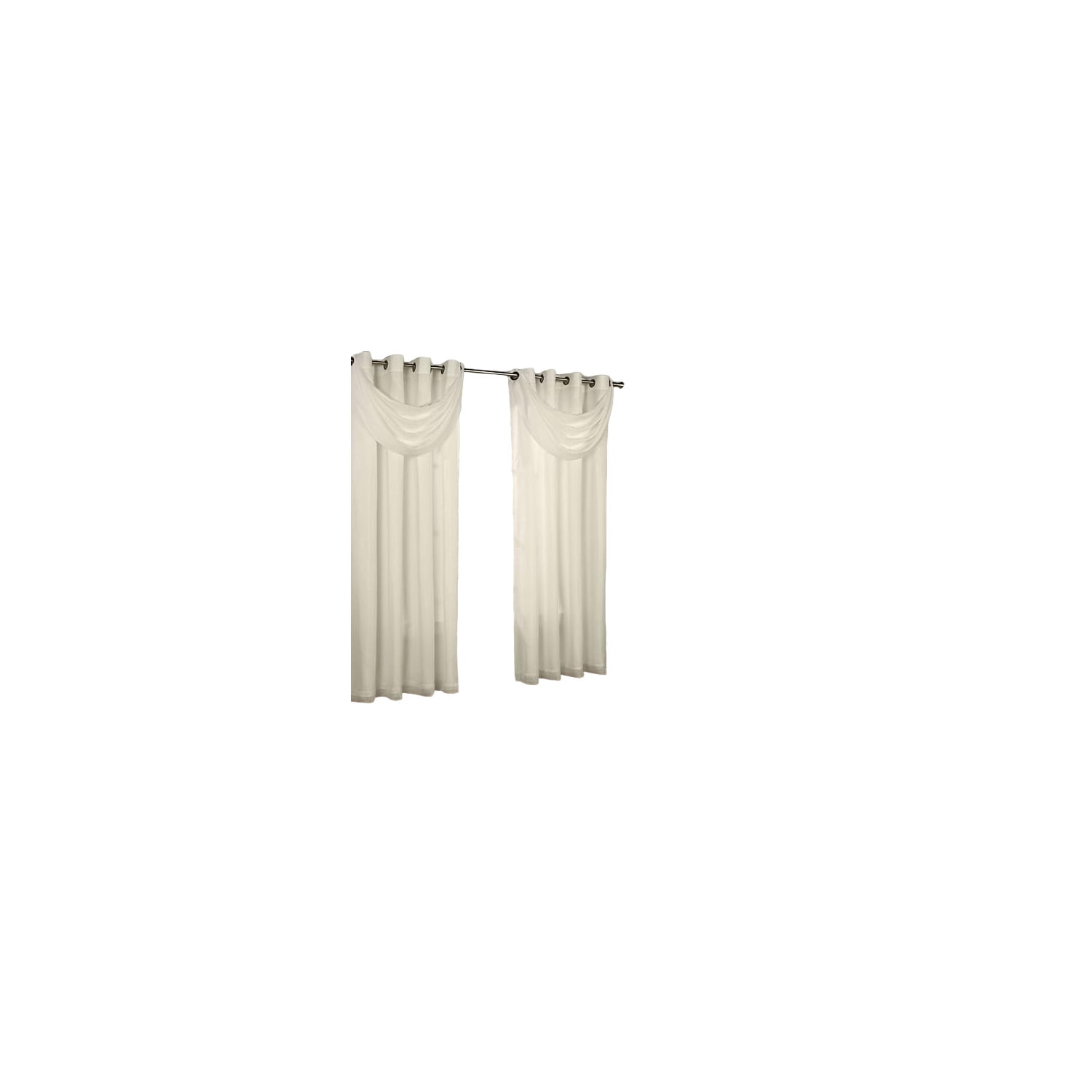 Ivory Polyester Sheer Grommet Top Ascot Valance, 36x19"
