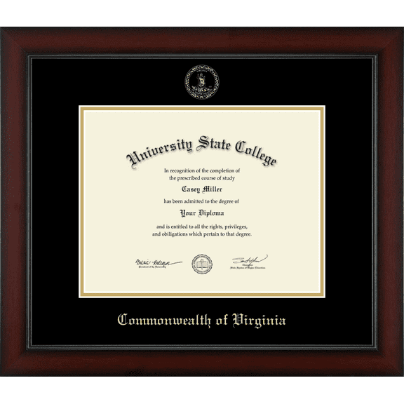 Commonwealth of Virginia Official State Seal Document Frame, Document Size 11" x 8.5"