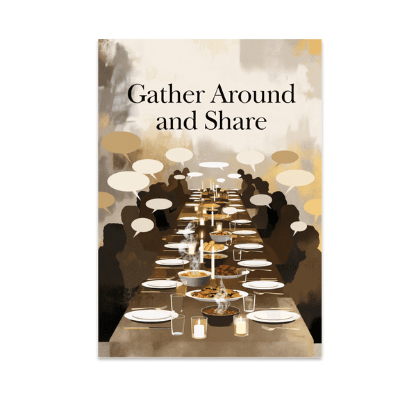 Communal Dining Art - Family Conversation Decor - 13x19 Poster Print