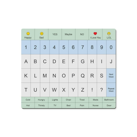 Communication Board For Adults- Non-Slip, Portable Letter Chart for Non-Verbal, Stroke Recovery, Effective Visual Aids for Non-Speaking Patients, Pain Scale, QWERTY or ABC (ABC)