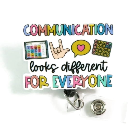 Communication Looks Different Badge Reel, SLP SLPA ID Holder, Speech Therapist Gift