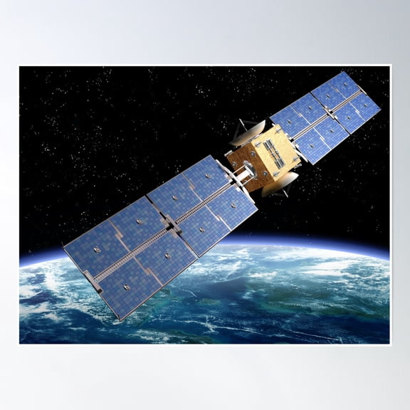Communication Satellite Poster Wall Art, Modern Wall Decor, 8x12 UNFRAMED