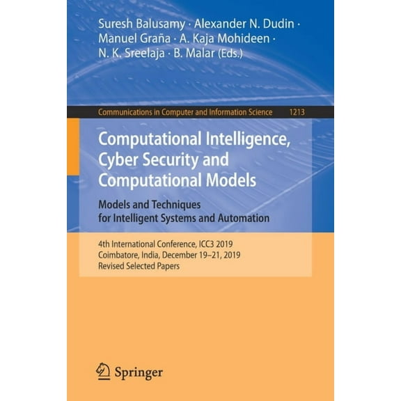 Communications in Computer and Informati Computational Intelligence, Cyber Security and Computational Models. Models and Techniques for Intelligent Systems and A, Book 1213, (Paperback)