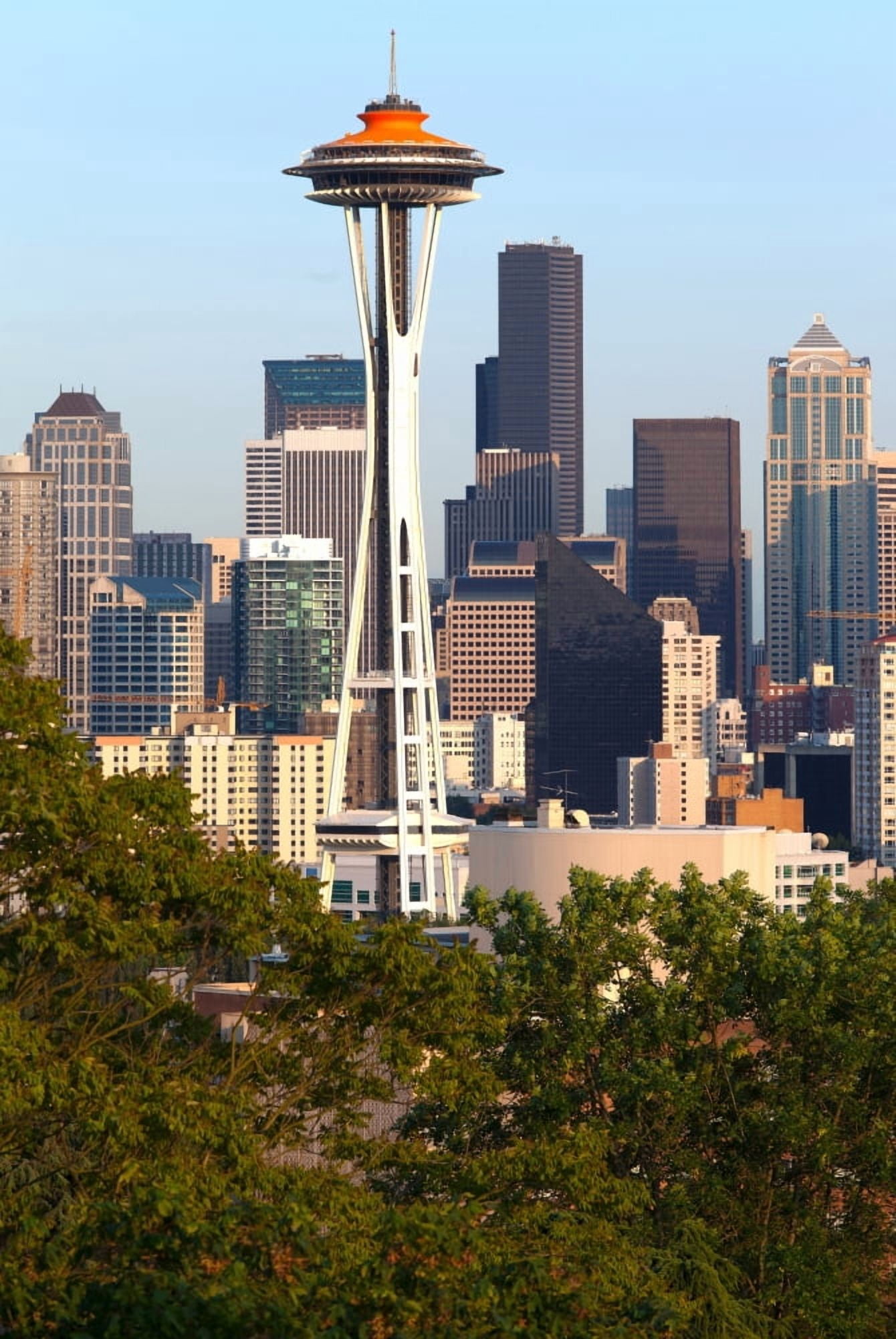 Communications tower in a city Space Needle Seattle King County Washington State USA Canvas Art - Panoramic Images (18 x 24)