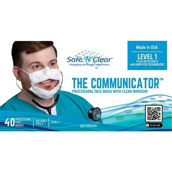 Communicator Clear Surgical Mask (40 pack - ASTM Level 1) Medical Grade ...